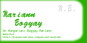 mariann bogyay business card